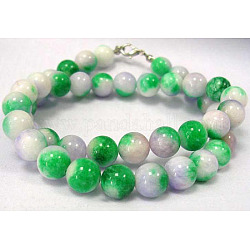 Violett / grün / weiß-Jade Halskette 18 Zoll, Perle: 10 mm