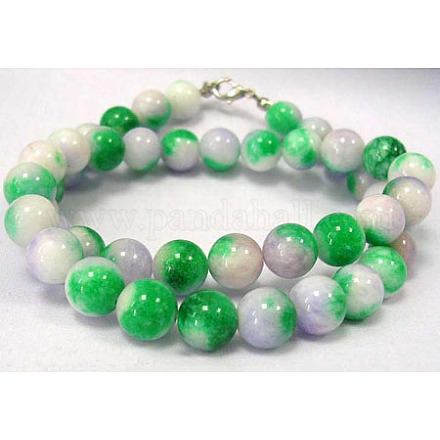 Violet / vert / blanc collier de jade-18 pouces JN002-1