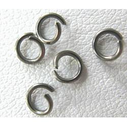 Jump Rings, Open, Iron, Gunmetal, Single Ring about: 6mm, 0.9mm thick, about 4.2mm inner diameter