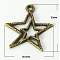 Tibetan Style Alloy Pendants, Cadmium Free & Nickel Free & Lead Free, Antique Bronze, Star, Christmas, about 23mm long, 20.5mm wide, 2mm thick, hole: 1.5mm