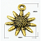Tibetan Style Alloy Pendants, Lead Free and Cadmium Free, Sunflower, Antique Golden, 22x18x3.5mm, Hole: 3mm