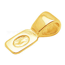 Accessoires de bijoux, bélières à coller à roulement à plat, sans nickel, laiton, dorée, environ 10 mm de large, Longueur 28.5mm, Plateau: 7x5 mm, Trou: 10x7mm