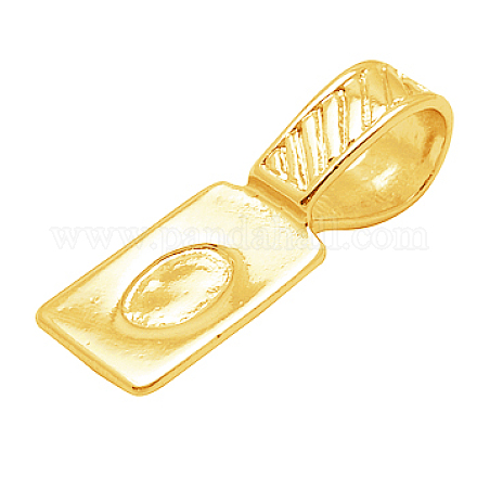 ジュエリーパーツ  グルーオンフラットパッドベイル  ニッケルフリー  真鍮  金色  約9.5 mm幅  長さ27.5mm  穴：6mm K624-NFG-1