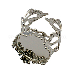 Манжеты латунные кольца кабошон настройки, филигранной компоненты кольца, платина, лоток : 15 мм, 18 мм