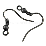 Brass Earring Hooks, Ear Wire, with Horizontal Loop, Nickel Free, Gunmetal, 17~19x16~18x0.8mm, Hole: 2mm