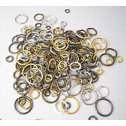 Anillos de cobre amarillo del salto, anillo, color mezclado, 18~20 calibre, 4~10x0.8~1.0mm, diámetro interior: 2.4~8 mm, aproximamente 4760 unidades / 500 g