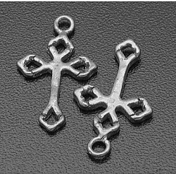 Brass Links, Chandelier Components, Cross, Platinum Color, Size: about 10mm wide, 17mm long, hole: 1.5mm