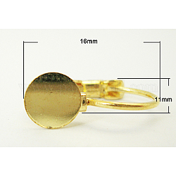 Brass Leverback Earring Findings, Golden Color, Size: about 11mm wide, 16mm long, tray: about 6mm in diameter