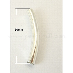 Brass Tube Beads, Silver, 30x4mm, Hole: 3.5mm