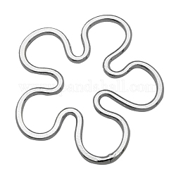 Brass Chain Links, Flower, Platinum Color, Size: about 37mm in diameter, 2mm thick