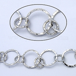 Brass Handmade Chains Mother-Son Chains, Soldered Link, Platinum Color, Size: Mother Chain: about 20mm in diameter, 2mm thick, Son Chain: about 12mm in diameter, 2mm thick