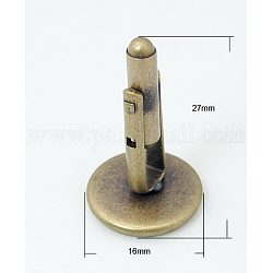 Botón de puño de latón, fornituras de mancuernas para accesorios de prendas de vestir, sin níquel, Bronce antiguo, 27x16mm, Bandeja: 14 mm