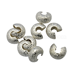 Brass Crimp Beads Covers, Silver Color Plated, 4mm In Diameter, Hole: 2mm