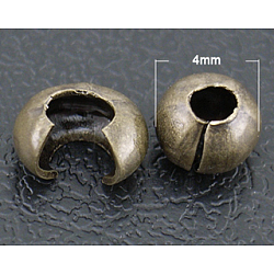 Латуни обжимной шарики охватывает, античная бронза , Размер : диаметром около 4 мм , отверстие : 1.5~1.8 мм