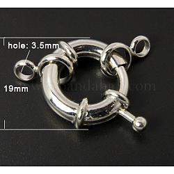Brass Spring Ring Clasps Sets, with Loops, Platinum Color, 19mm, Hole: 3.5mm