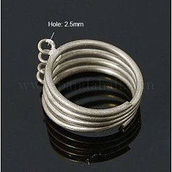 Fornituras de base de anillo de lazo de latón, de color platino, 18 mm de diámetro interior, agujero: 2.5 mm