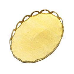 Copas de bisel con borde de encaje de latón, cabochon bases, material de diy de accesorios para el cabello, oval, color de oro, 26x19x3mm, Bandeja: 18x25 mm