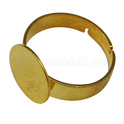 真鍮製リングパーツ  パッドリングパーツ  作るヴィンテージリング用  調整可能  金色  サイズ：リング：約17内径  トレイ：直径約12mm