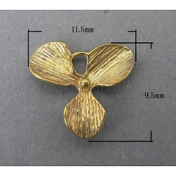 Brass Chandelier Components, Flower, Unplated, Lead Free & Nickel Free, Size: about 11.5mm wide, 9.5mm long, 2mm thick, hole: 2mm