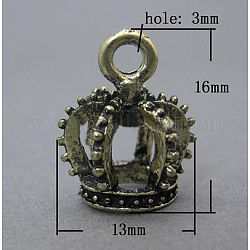 Brass Pendants, Uplated, Crown, 16x13mm ,Hole: 3mm