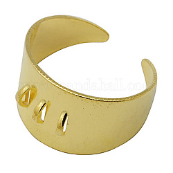 Anelli shanks in ottone, basi anello anello, per fare gioielli, regolabile, colore oro, misura:circa13.5mm larghezza, 19mm diametro interno 