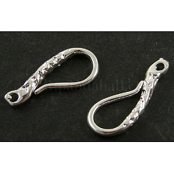Brass S-Hook Clasps, Silver Color, about 7mm wide, 17mm long, hole: about 0.8mm