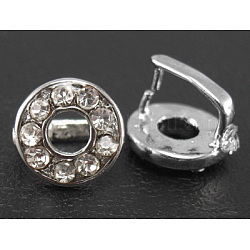 Brass Pinch Bails, Ice Pick, With 9 pcs Rhinestone Beads, Nickel Free, Platinum Color, about 9.5mm wide, 10mm long, 8mm thick