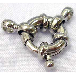 Brass Spring Ring Clasps, Jewelry Findings, Platinum, about 9mm diameter, hole: about 2.5mm