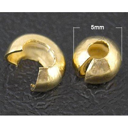 真鍮製つぶし玉カバーカシメ玉カバー  金色  サイズ：直径約5mm  穴：1.5~1.8mm KK-H291-G-1