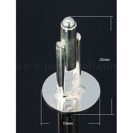 真鍮製カフボタン  アパレルアクセサリのカフスボタンパーツ  銀  25x15mm KK-E064-S-1