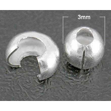 真鍮製つぶし玉カバーカシメ玉カバー  銀色のメッキ  サイズ：直径約3mm  穴：1.2~1.5mm KK-H289-S-1