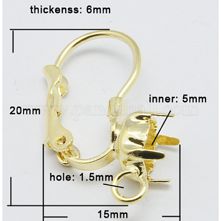 Brass Leverback Earring Findings KK-H301-3-1
