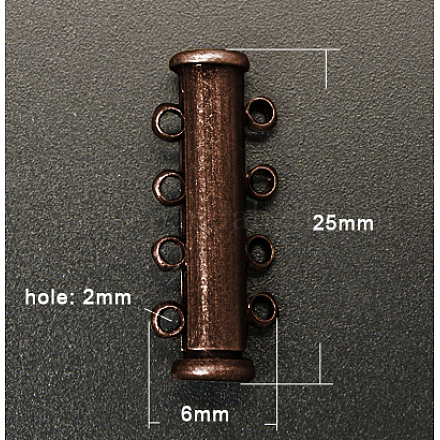 1連真鍮製スライドロッククラスプ  マルチ連ジュエリーのコンポーネント  4の穴  赤銅鉱  8mm  穴：25x6mm KK-Q357-4-1