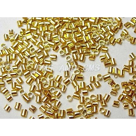真鍮製つぶし玉カシメ玉  カドミウムフリー＆鉛フリー  チューブ  ゴールドカラー  2.5x2.5mm  穴：2mm KK-S070-G-LF-1