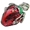 Brass Prayer Box Pendants, Enameled Style, Strawberry, Red, 20x15mm, Hole: 4mm
