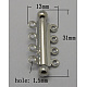 1連真鍮製スライドロッククラスプ  ジュエリーにはアクセサリー  4の穴  プラチナ  8mm  穴：31x13mm KK-B750-P-1