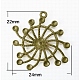 Base rhinestone pendientes de cobre amarillo de la flor KK-D046-AB-1