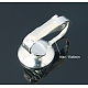 真鍮製のイヤリングのセッティング  穴開けないイヤリング  プラチナ  トレイ(平らではない): 10mm  内径：15x6mm KK-E032-N-2