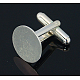 真鍮製カフボタン  アパレルアクセサリのカフスボタンパーツ  銀  25x15mm KK-E064-S-3