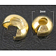 真鍮製つぶし玉カバーカシメ玉カバー  金色  サイズ：直径約3mm  穴：1.2~1.5mm KK-H289-G-1