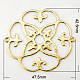 真鍮製フィリグリー透かしコネクター  花  ゴールドカラー  47.5x42.5mm  穴：1.5mm KK-H641-G1-2
