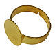 真鍮製リングパーツ  パッドリングパーツ  作るヴィンテージリング用  調整可能  金色  サイズ：リング：約17内径  トレイ：直径約12mm KK-J104-G-1