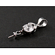 Cup Pearl Peg Bails Pin Pendants With Grade A Rhinestone Beads KK409-NF-1