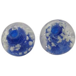 Handmade Luminous Lampwork Beads, Round, Blue, 8mm, Hole: 1.5mm