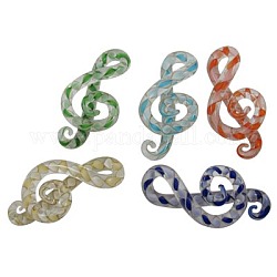 Handmade Lampwork Treble Clef Big Pendants, Musical Note, Mixed Color, Size: about 35mm wide, 66mm long, hole: 4mm