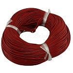 Cordón de cuero de vaca, cable de la joya de cuero, material de toma de diy joyas, redondo, teñido, rojo, 2mm