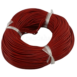 Cordón de cuero de vaca, cable de la joya de cuero, material de toma de diy joyas, redondo, teñido, rojo, 1mm
