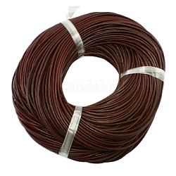 Cowhide Leather Cord, Leather Jewelry Cord, Jewelry DIY Making Material, Round, Dyed, Saddle Brown, 1mm