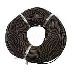 Cowhide Leather Cord, Leather Jewelry Cord, Jewelry DIY Making Material, Round, Dyed, Coconut Brown, 1MM