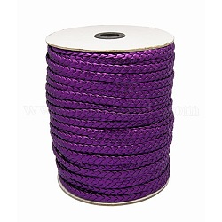 Cordón de cuero de imitación, trenzado, añil, tamaño: aproximamente 6 mm de ancho, 2.4 mm de espesor, aproximamente 100 m / rollo